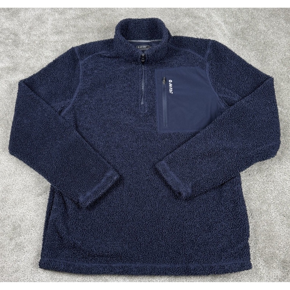 Hi-Tec Sweater Mens Medium Blue Thermo Fleece 1/4 Zip Pullover Pocket Gorpcore‎